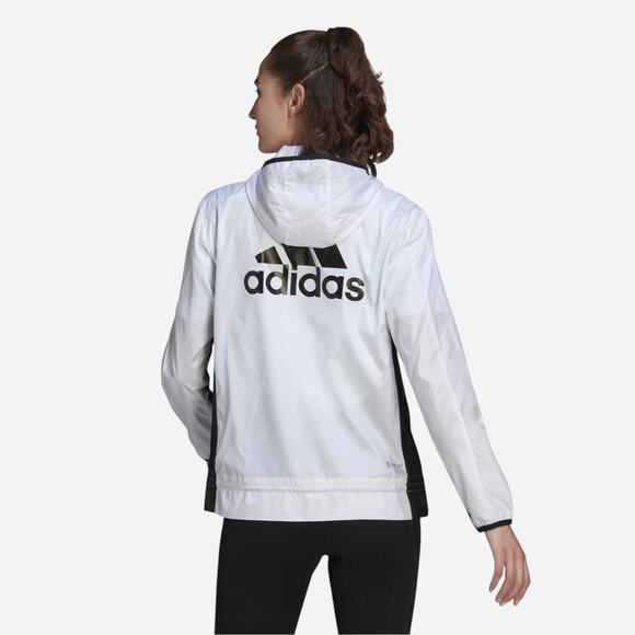 NEW Adidas Womens Carrera Running Jacket Small Sporty Streetwear Aeroready White - Picture 1 of 12